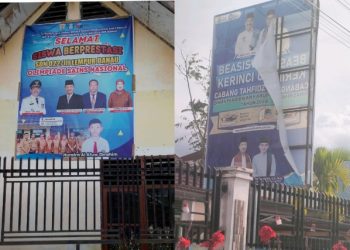 Baliho Murison yang masih terpasang di sekolah di Kerinci
