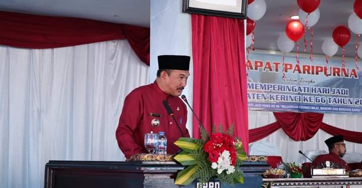 PJ Bupati Kerinci Asraf saat menyampaikan sambutan pad HUT Kerinci ke-66