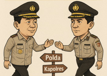 Buat gambar karikatur judul SIGNAL BERITA Kapolres Merangin dan Sarolangun di Mutasi