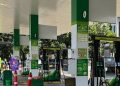 Suasana sepi di SPBU BP-AKR di jalan Minangkabau Barat, Jakarta