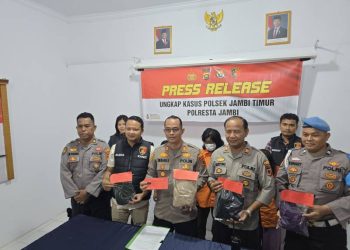 Kapolsek Jambi Timur saat melaksanakan Press release di Mapolsek