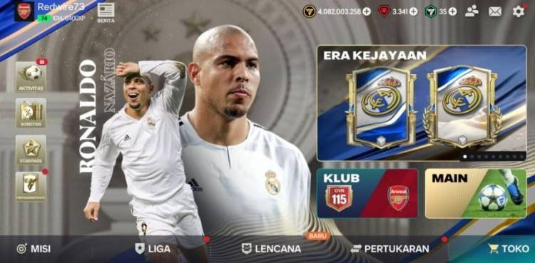 19 Kode Redeem FC Mobile Terbaru. Menu Utama FC Mobile. (Suara.com/ Rezza Rachmanta)