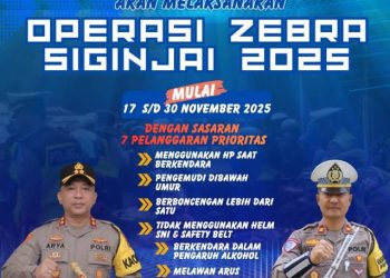 Operasi Zebra Siginjai 2025 Akan Dimulai