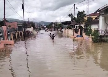 Kondisi banjir di desa Lubuk Suli, Kecamatan Depati Tujuh