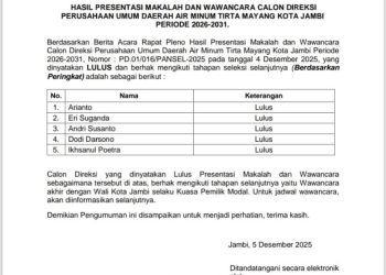 Lima Calon Direksi Tirta Mayang Kota Jambi