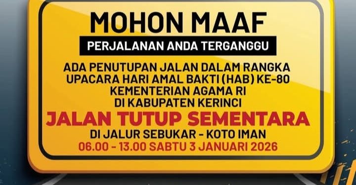 Besok Jalan Sebukar–Koto Iman Ditutup