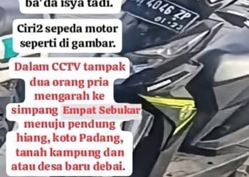 Motor Jamaah Hilang Usai Shalat Isya di Masjid Semerah