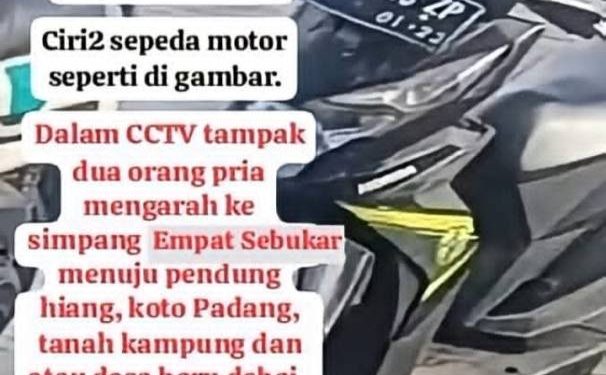 Motor Jamaah Hilang Usai Shalat Isya di Masjid Semerah