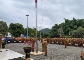 Sekda Alpian saat memimpin Apel Upacara