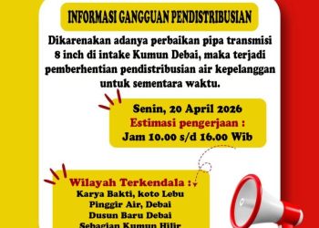 Distribusi Air Tirta Khayangan di Sungai Penuh Terganggu Sementara