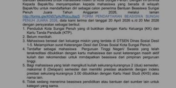 Ayo Buruan! Begini Cara Daftar Beasiswa Sungai Penuh Juara 2026