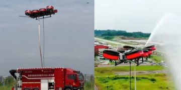 Dron Pemadam Kebakaran Tercanggih dari China, Mampu menjangkau Gedung Tinggi 