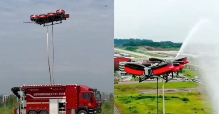Dron Pemadam Kebakaran Tercanggih dari China, Mampu menjangkau Gedung Tinggi 