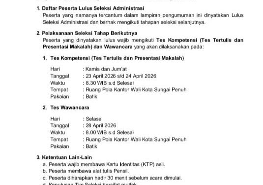 Seleksi Pimpinan Baznas Sungai Penuh, 16 Peserta Lulus Seleksi Administrasi Ikuti Tes Tertulis, Ini Daftarnya