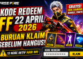 Kode Redeem FF 22 April 2026, Buruan Klaim sebelum Hangus!