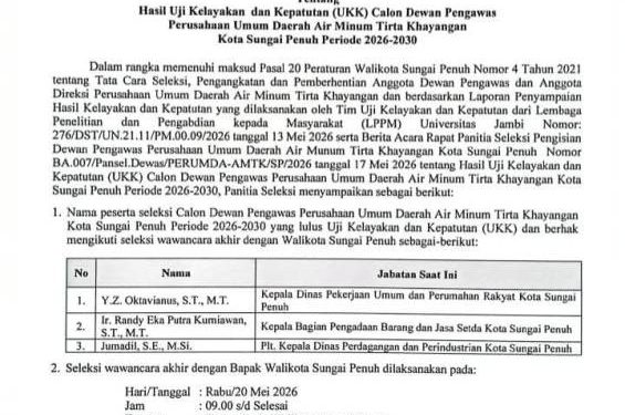 Hasil UKK Dewas Perumda Tirta Khayangan Diumumkan, Lihat Tiga Namanya