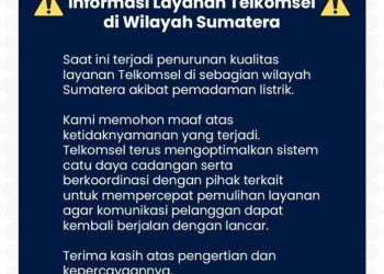 Sinyal terganggu dan Internet Lemot, Telkomsel Akui Gangguan Layanan di Sumatera Akibat Pemadaman Listrik