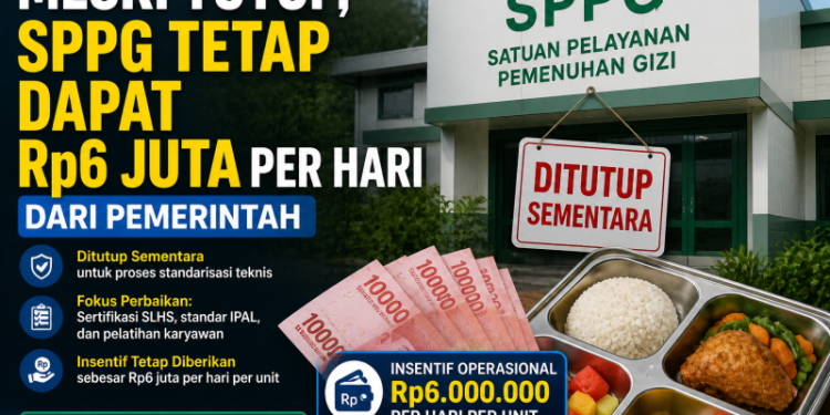 Meski Tutup, SPPG Tetap Dapat Rp6 Juta per Hari dari Pemerintah