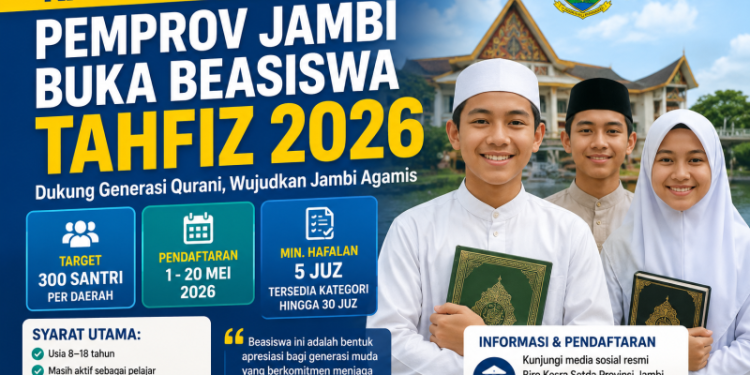 Kabar Gembira! Pemprov Jambi Buka Beasiswa Tahfiz 2026, Ini Syaratnya