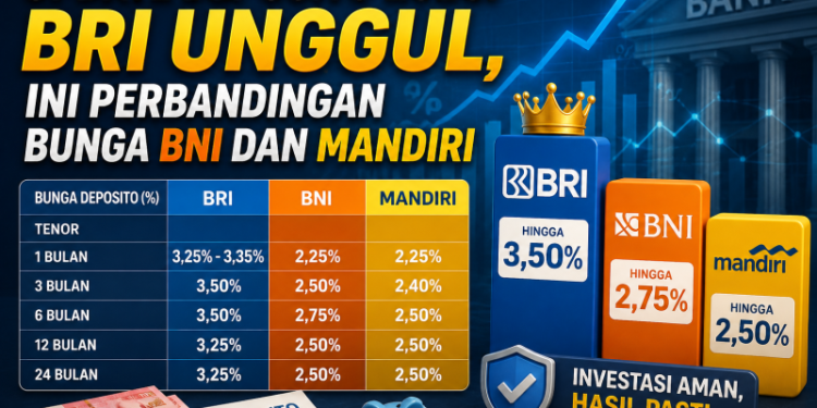 Update Deposito 2026: BRI Unggul, Ini Perbandingan Bunga BNI dan Mandiri