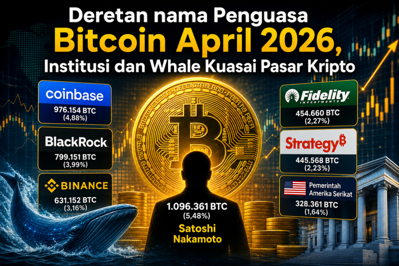 Deretan nama Penguasa Bitcoin April 2026, Institusi dan Whale Kuasai Pasar Kripto