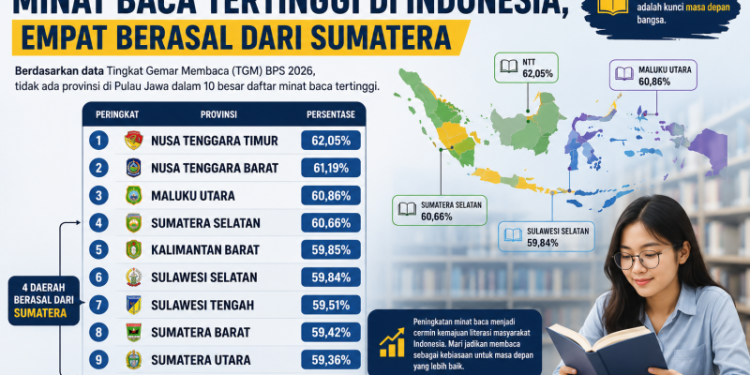 Daftar 10 Daerah Minat Baca Tertinggi di Indonesia, Empat Berasal dari Sumatera