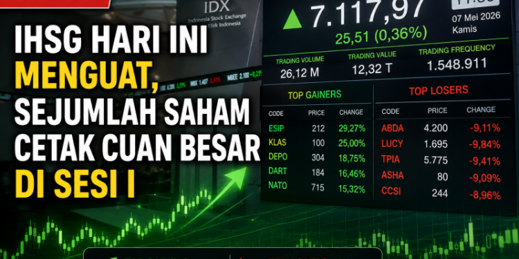 Update! IHSG Hari Ini Menguat, Sejumlah Saham Cetak Cuan Besar di Sesi I