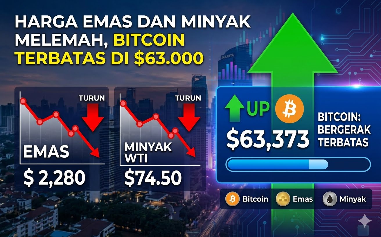 Update! Harga Emas dan Minyak Hari Ini, Bitcoin Masih Bergerak Terbatas di Area $63.000