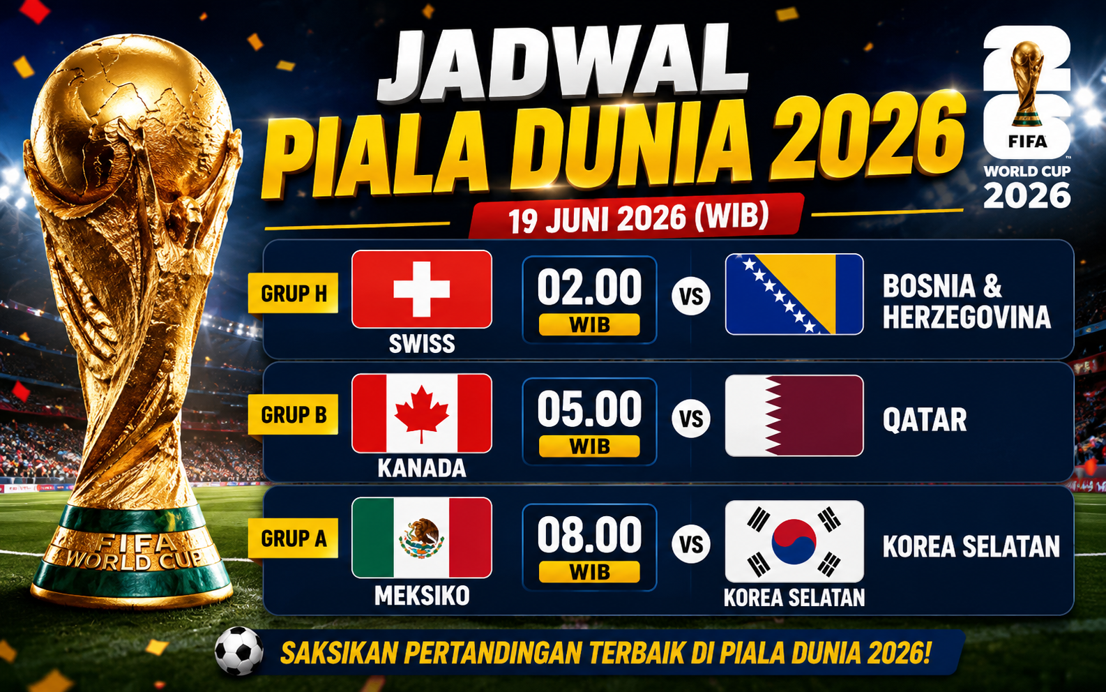 Jadwal Piala Dunia 19 Juni 2026