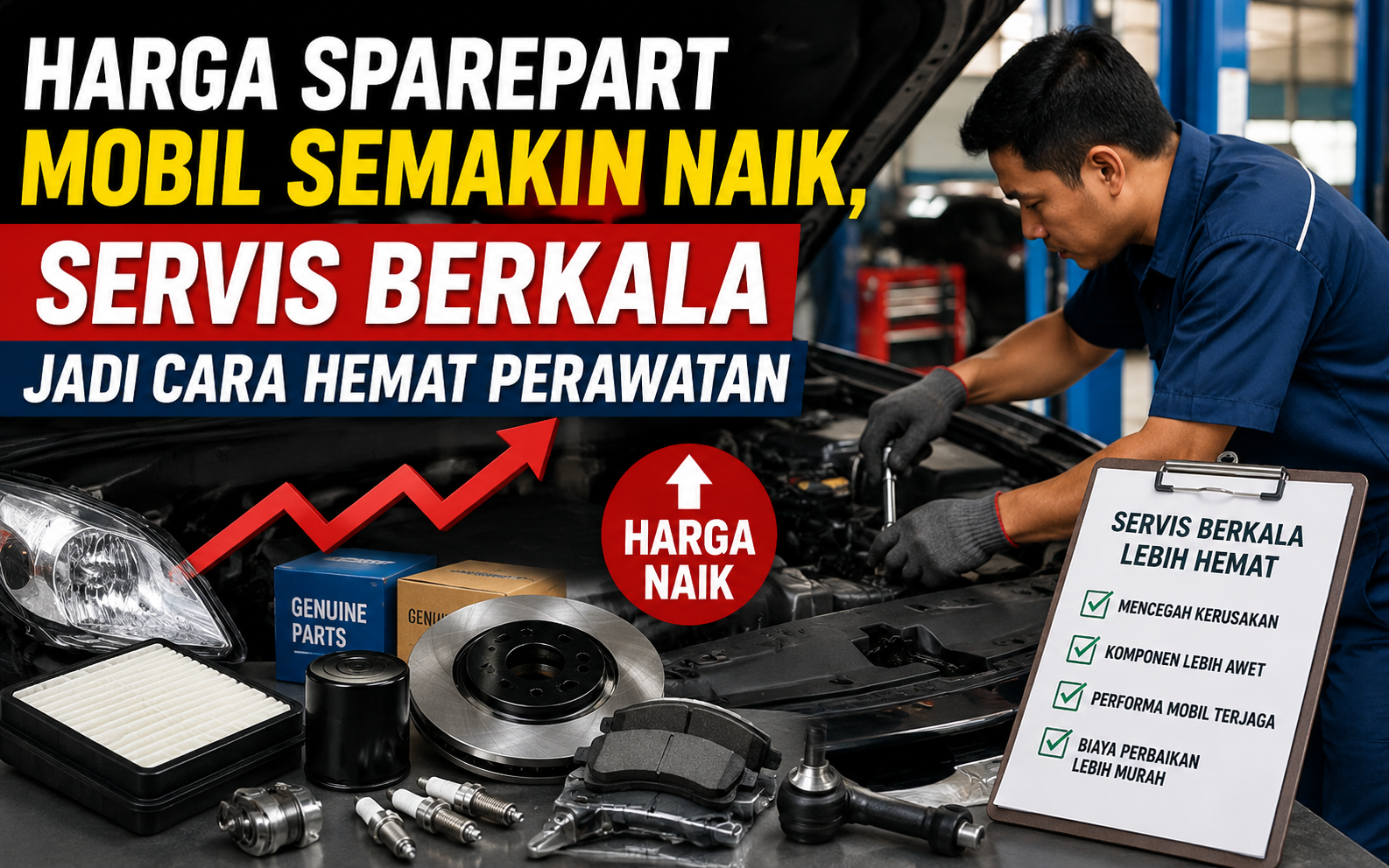 Harga Sparepart Mobil Semakin Naik, Servis Berkala Jadi Cara Hemat Perawatan 