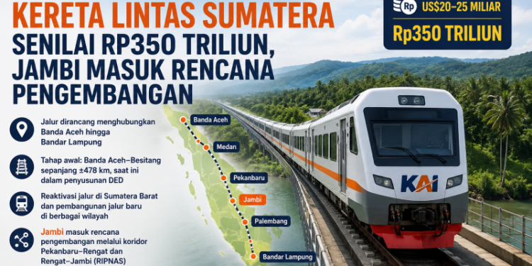 Jambi Masuk Rute Proyek Kereta Lintas Sumatera