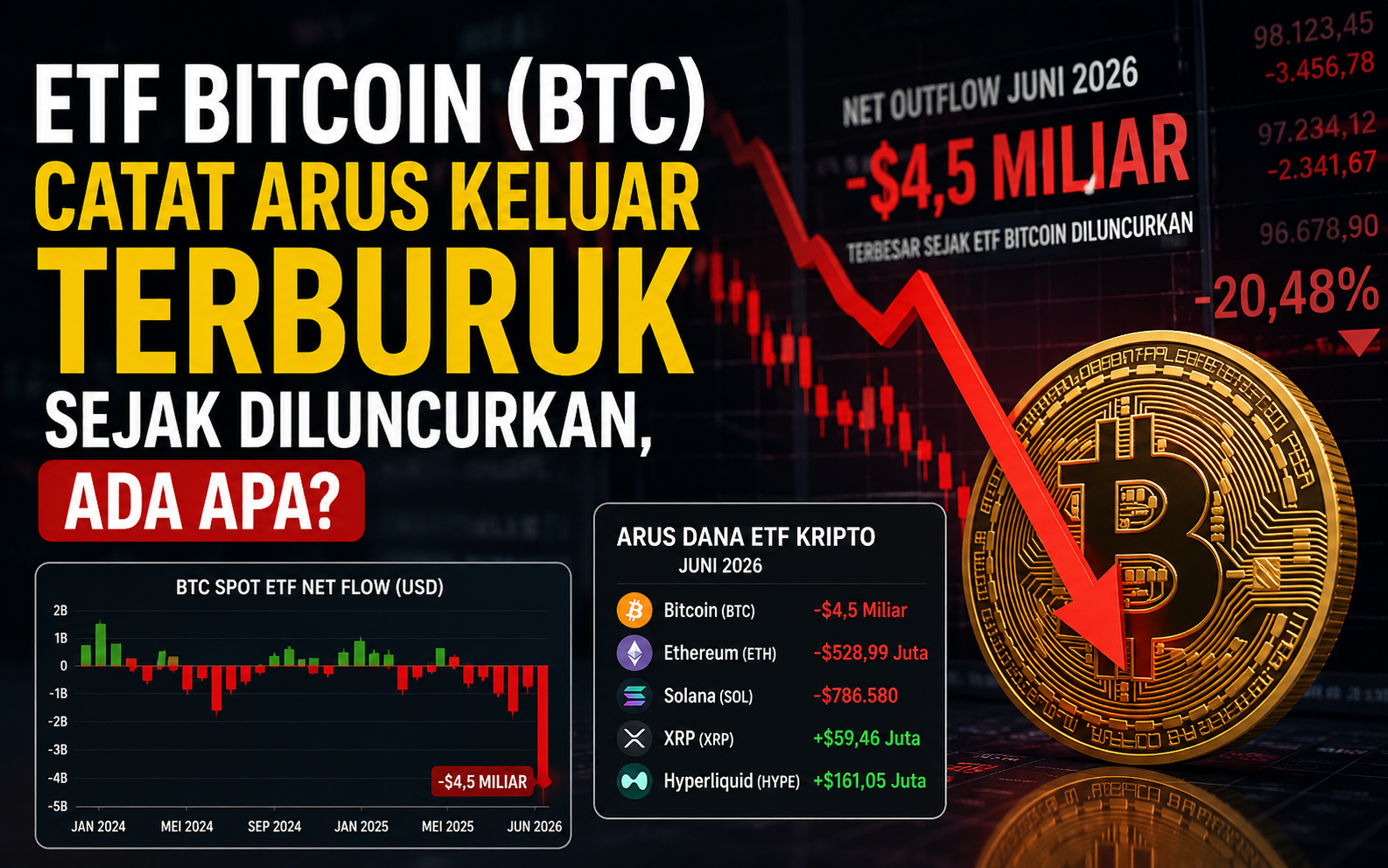 ETF Bitcoin Catat Arus Keluar Terbesar Sejak Diluncurkan