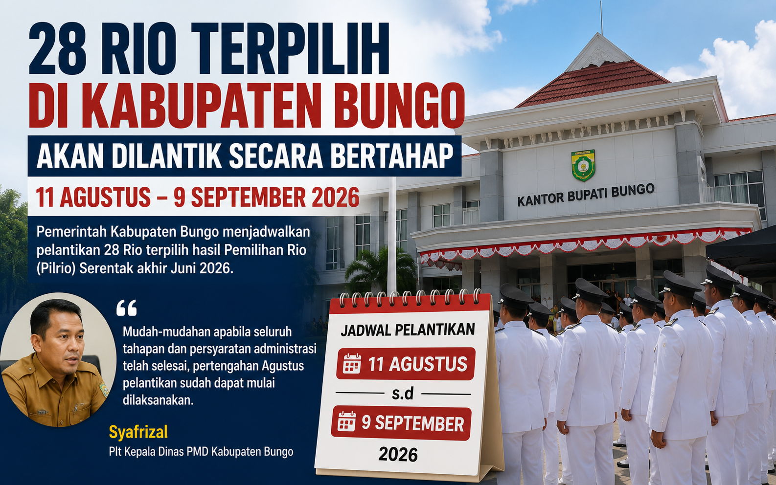 Rio Hasil Pemilihan Serentak Segera Dilantik