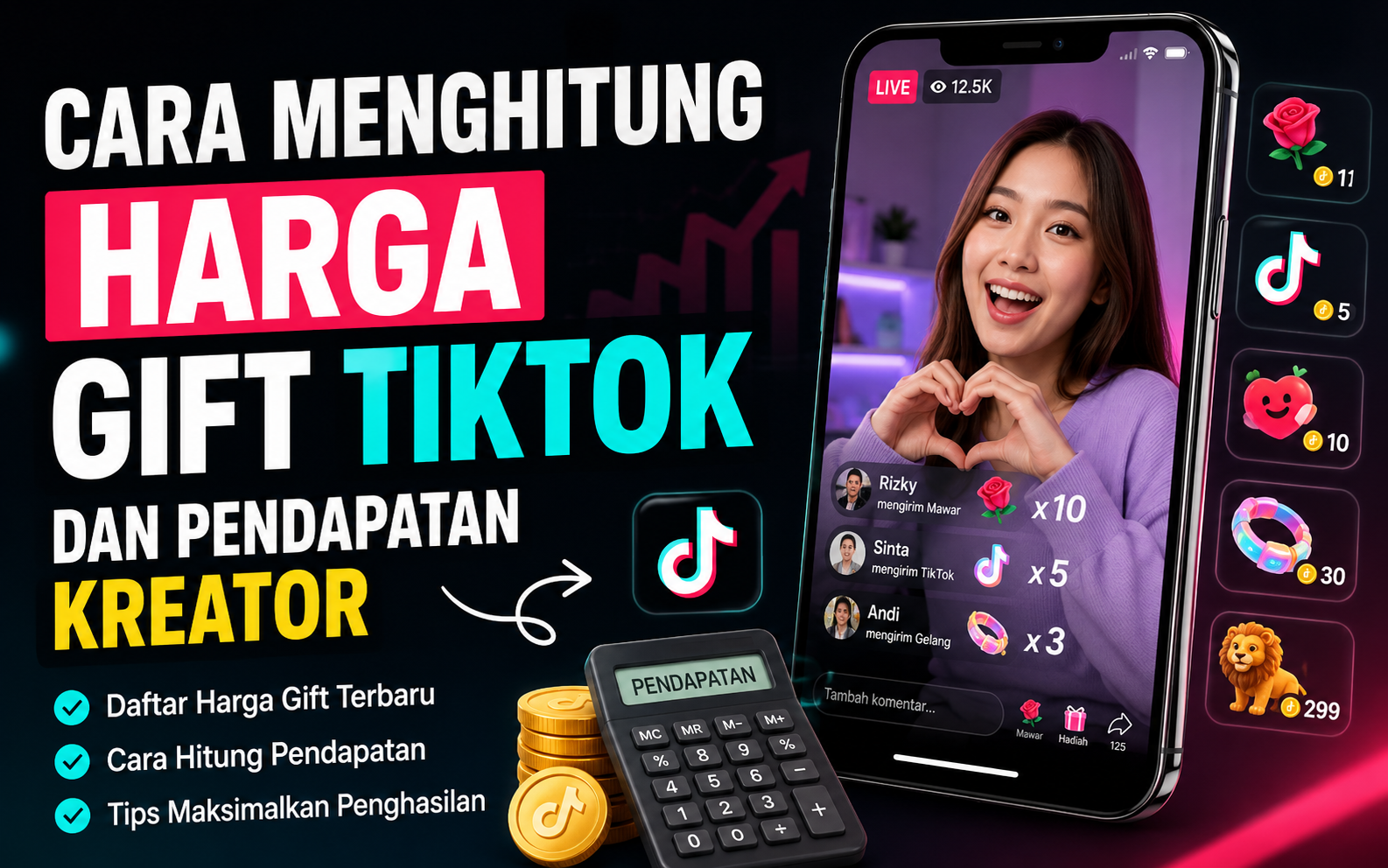 Cara Menghitung Harga Gift TikTok dan Pendapatan Kreator
