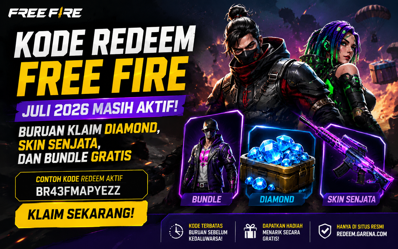 Kode Redeem Free Fire Terbaru Juli 2026