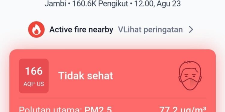 Kualitas Udara di Kota Jambi Tidak Sehat