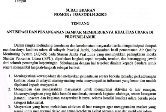 Udara Di Jambi Tercemar Gubernur Keluarkan SE