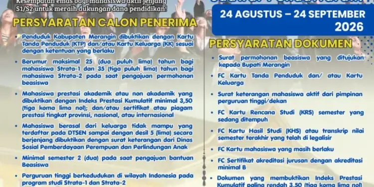 Program Beasiswa Merangin Baru 2026 Dibuka