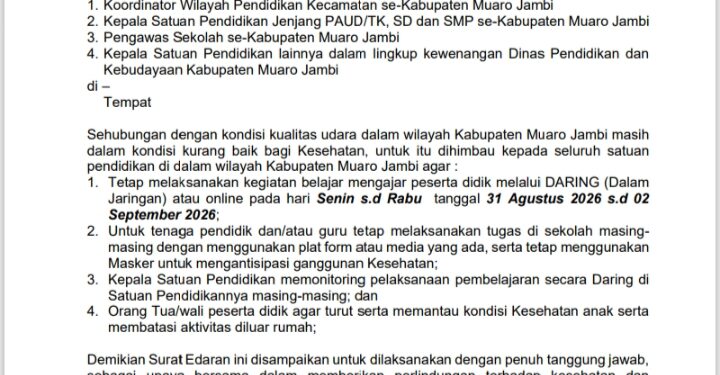 Muaro Jambi Juga Perpanjang Belajar Daring