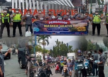 SMSI Kerinci-Sungai Penuh Peduli, 10 Ribu Masker Dibagi kepada Pengendara