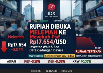 Kurs Rupiah Dibuka Melemah ke Rp17.654 per Dolar AS
