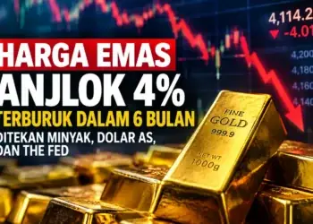 Harga Emas Anjlok Capai 4%