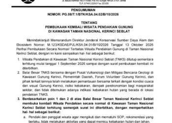 Jalur Pendakian Gunung Kerinci Kembali Dibuka
