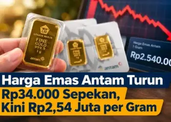 Dalam Sepekan Harga Emas Antam Turun Rp34.000