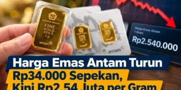 Dalam Sepekan Harga Emas Antam Turun Rp34.000