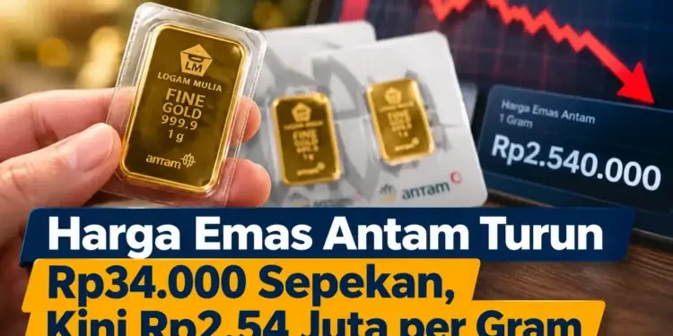Dalam Sepekan Harga Emas Antam Turun Rp34.000